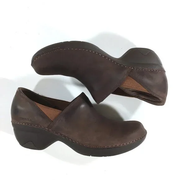 Merrell Emma Slip On Clogs Womens Size 9.5 Brunette Brown Leather J45650 - Picture 2 of 9